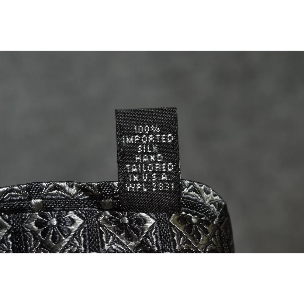 IKE Behar Necktie Men One Size Gray Floral Geometric Silk Textured Woven Tie USA